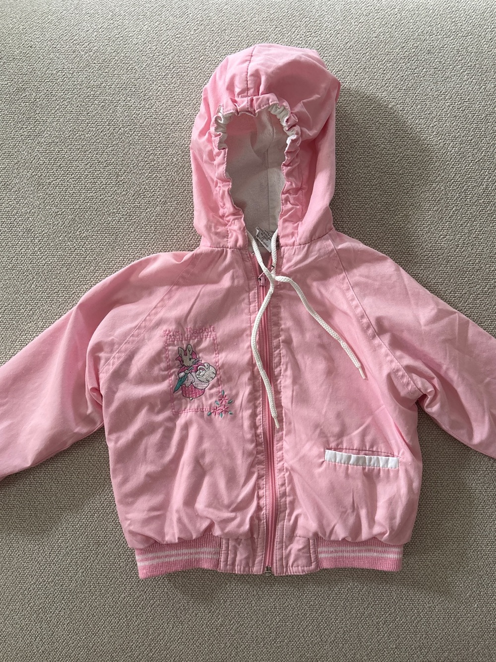 Vintage Beatrix Potter Mrs Rabbit Quiltex Pink Windbreaker Jacket Size 3T